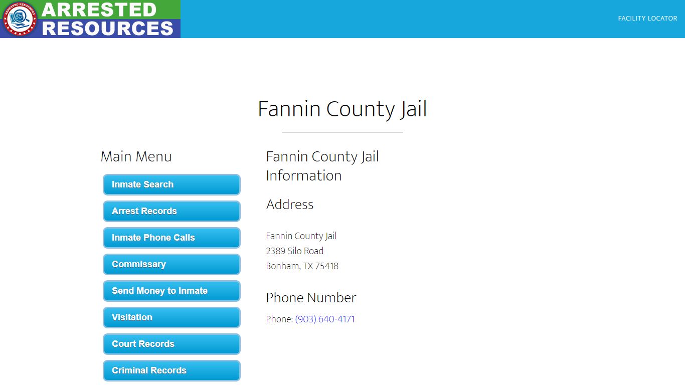 Fannin County Jail - Inmate Search - Bonham, TX